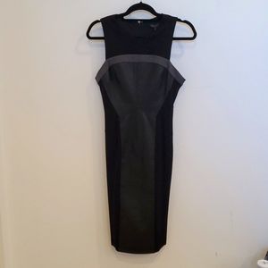 BCBG MAXAZRIA Black Sleeveless Dress With Faux Leather Inset Size S